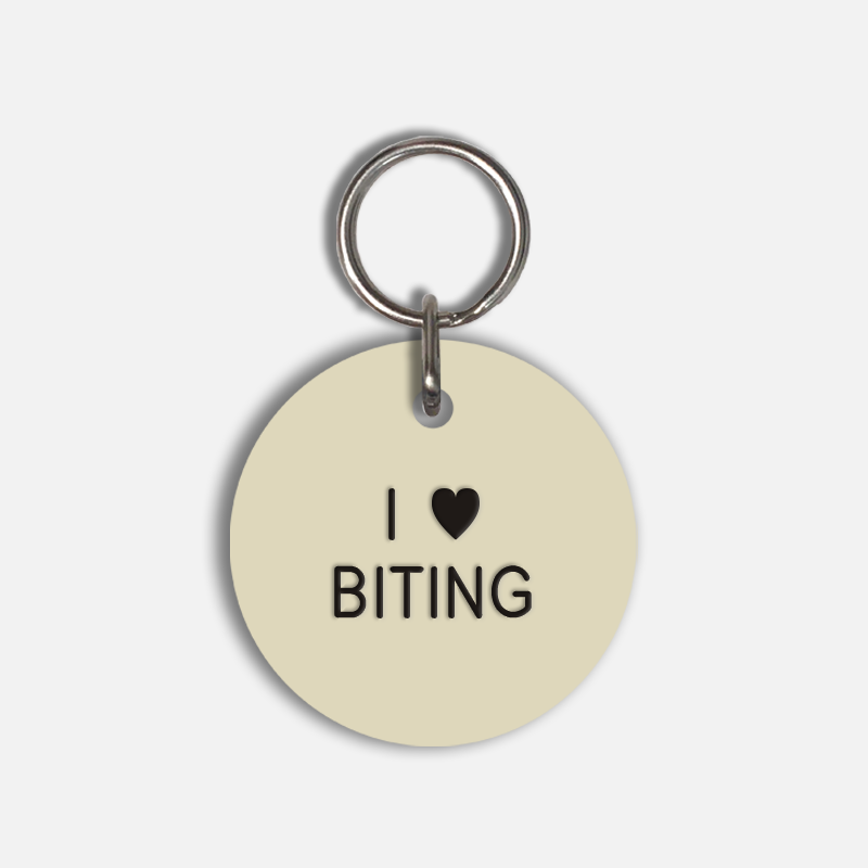 I <3 BITING Large Pet Tag