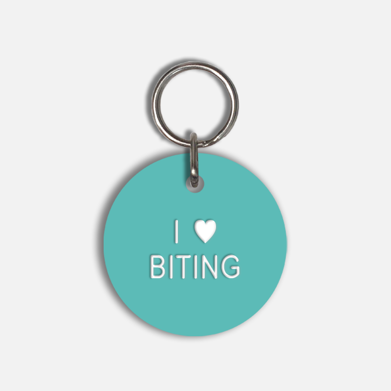 I <3 BITING Large Pet Tag