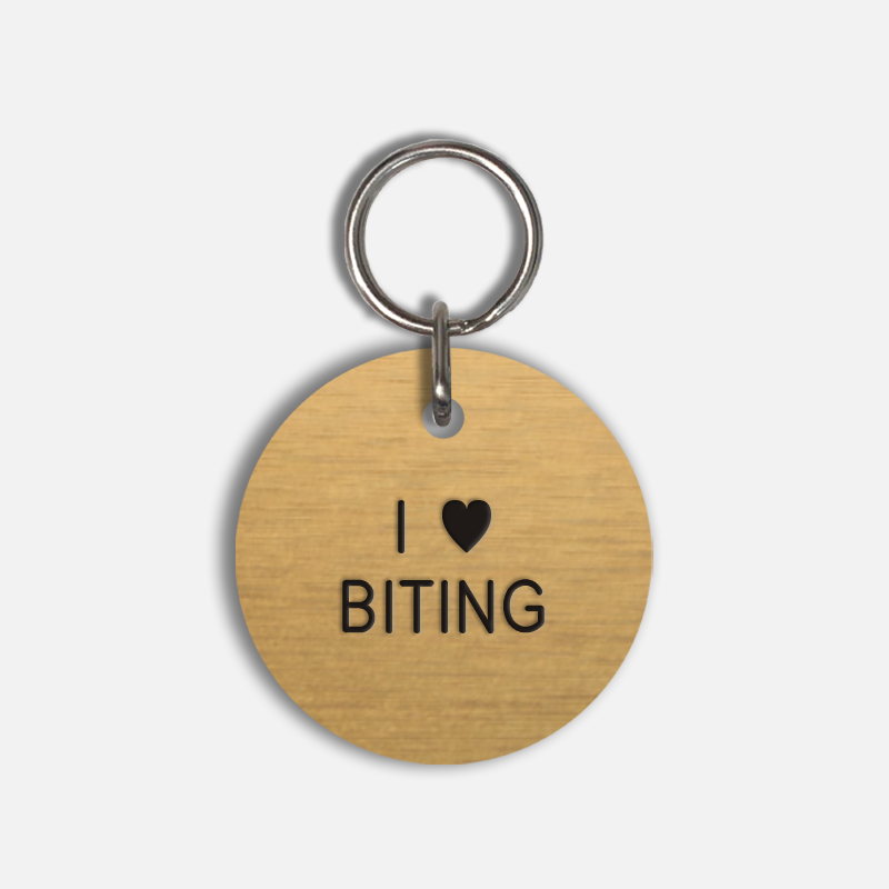 I <3 BITING Large Pet Tag