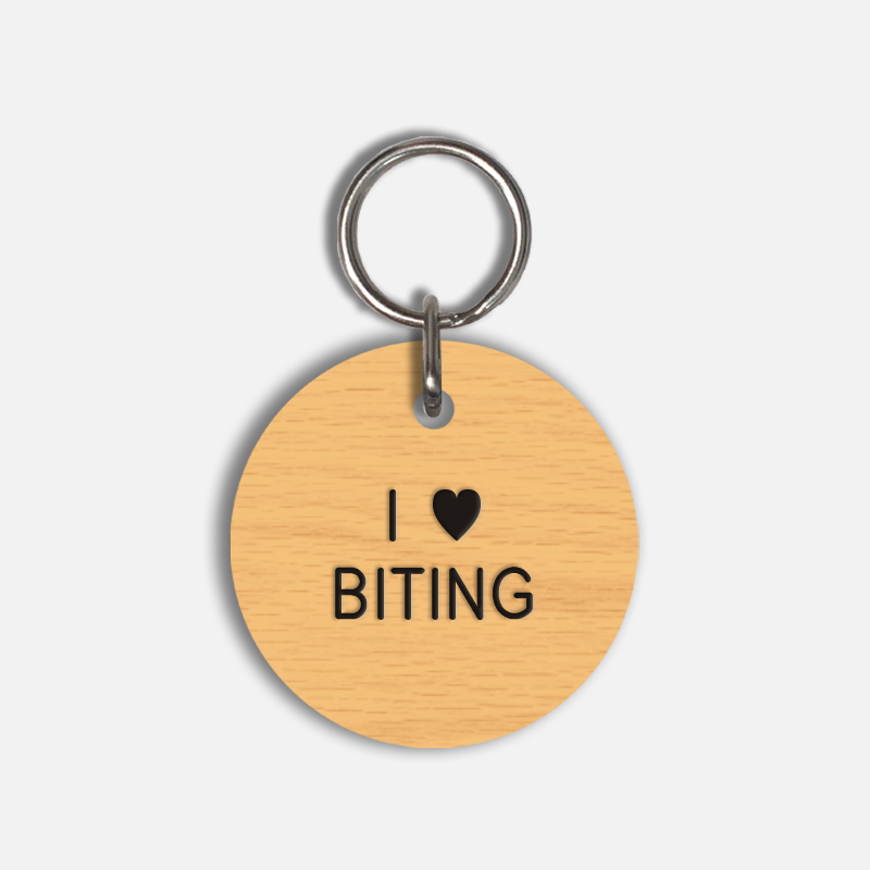 I <3 BITING Large Pet Tag