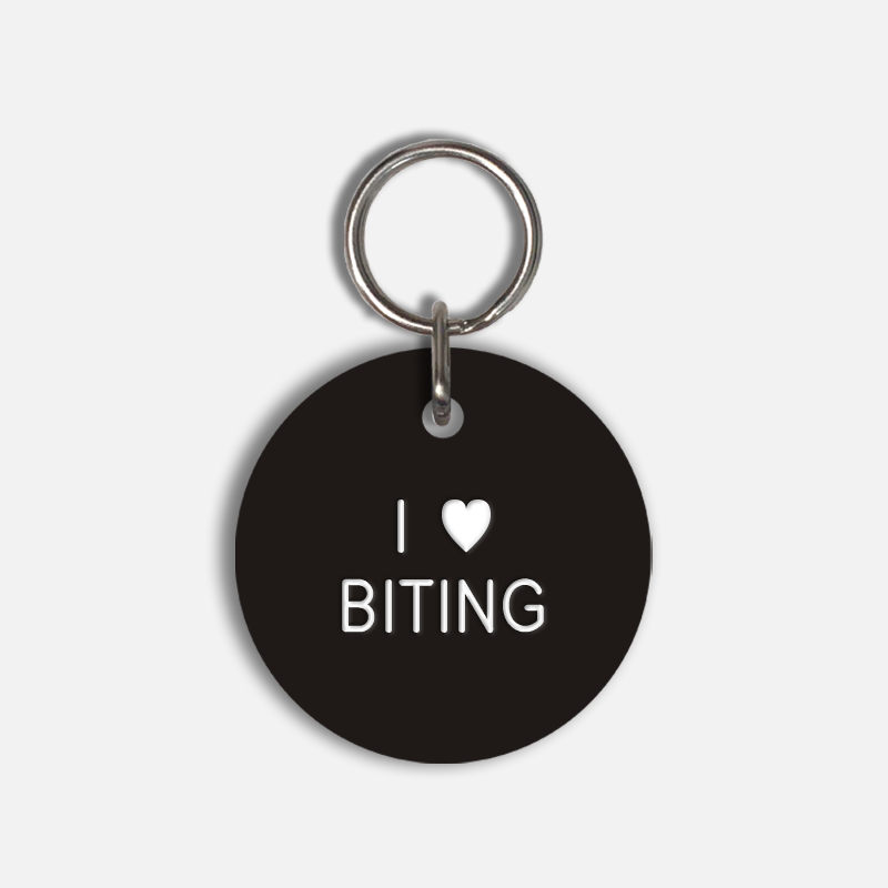 I <3 BITING Large Pet Tag