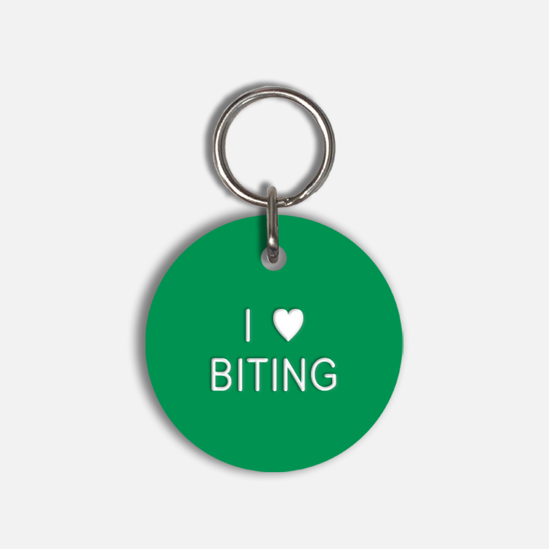 I <3 BITING Large Pet Tag