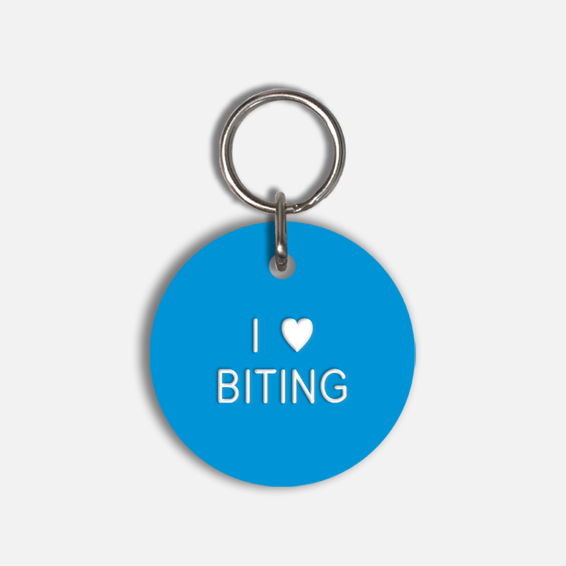 I <3 BITING Large Pet Tag