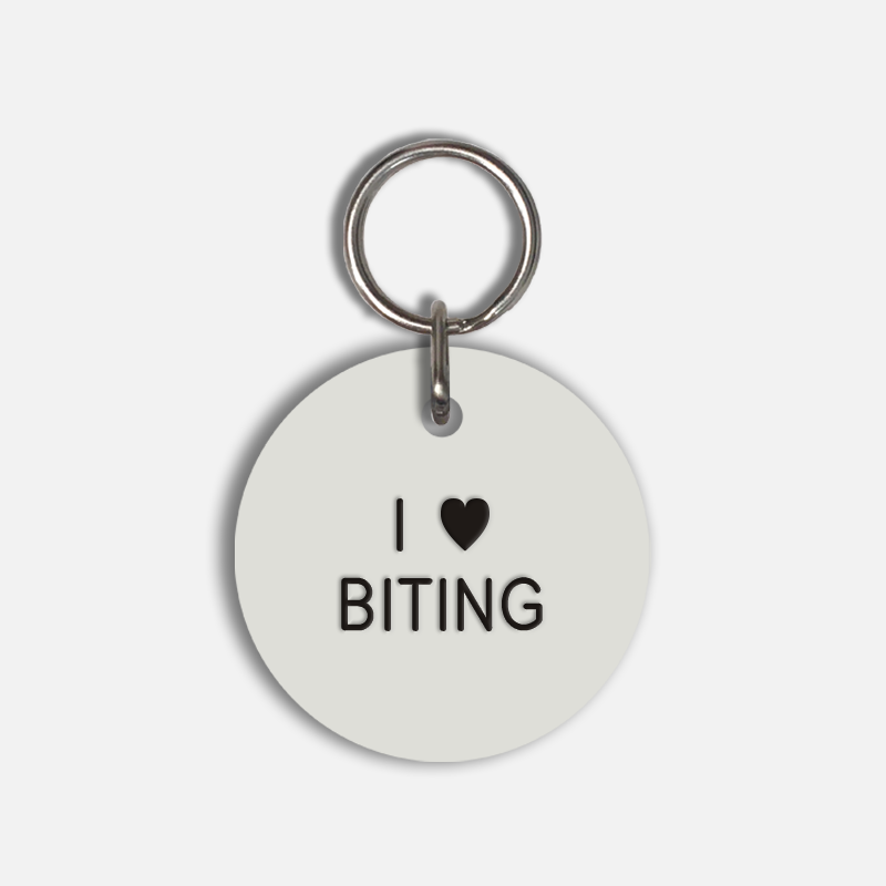 I <3 BITING Large Pet Tag