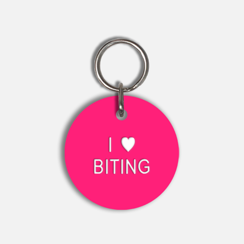 I <3 BITING Large Pet Tag