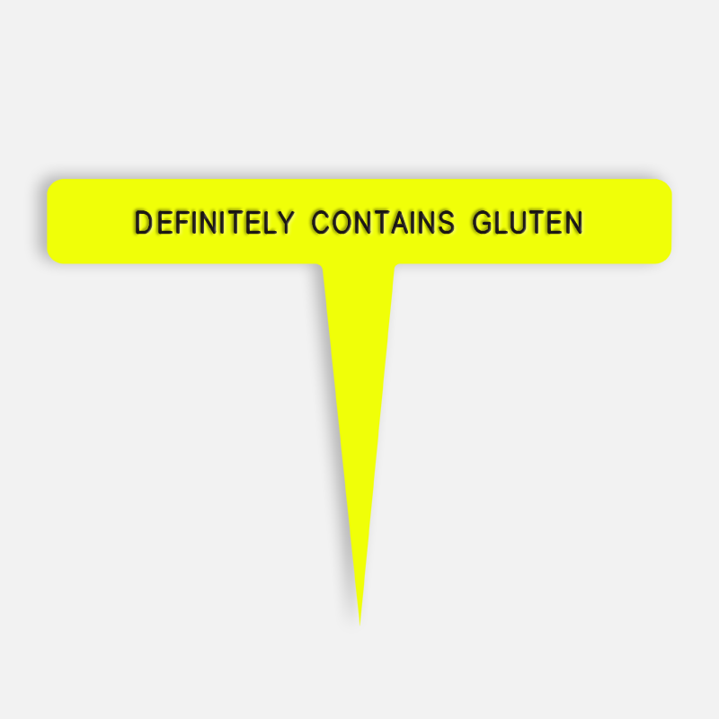 DEFINITELY CONTAINS GLUTEN Caption