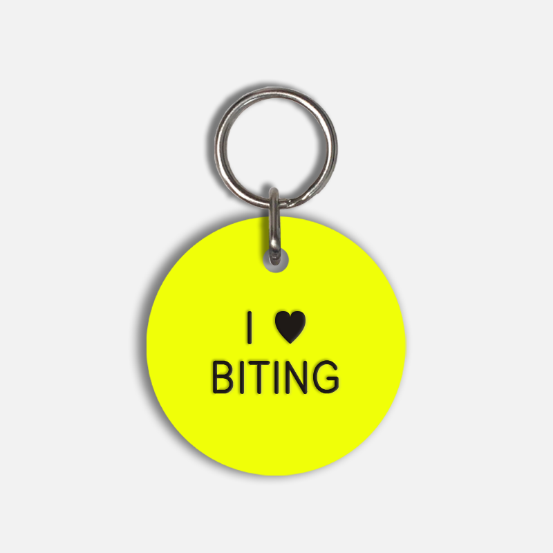 I <3 BITING Large Pet Tag