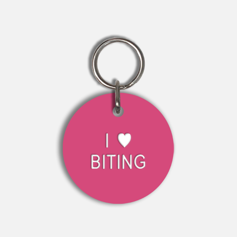 I <3 BITING Large Pet Tag