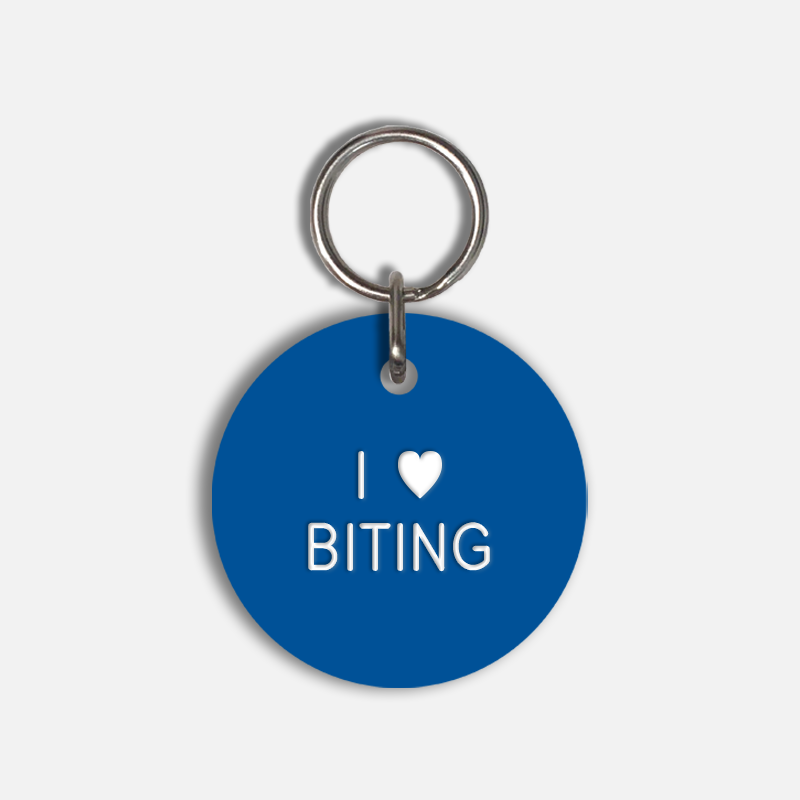 I <3 BITING Large Pet Tag