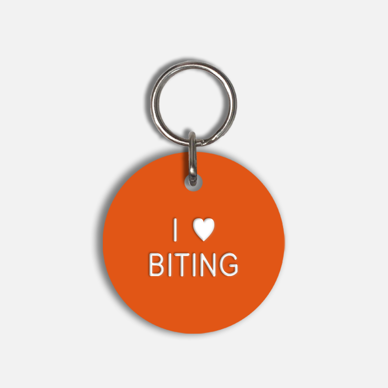 I <3 BITING Large Pet Tag