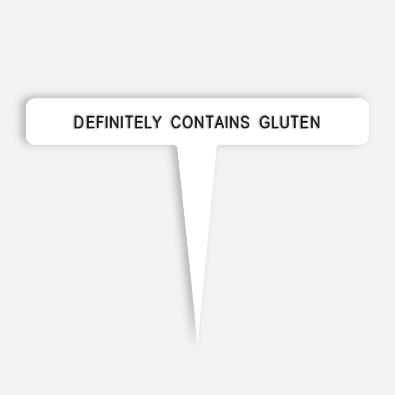 DEFINITELY CONTAINS GLUTEN Caption