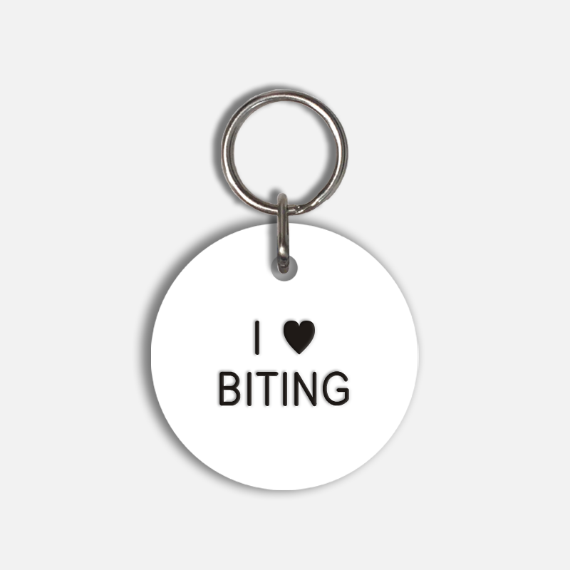 I <3 BITING Large Pet Tag