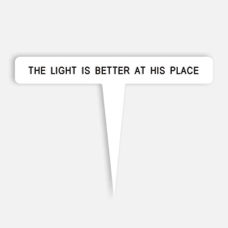 THE LIGHT IS BETTER AT HIS PLACE Caption