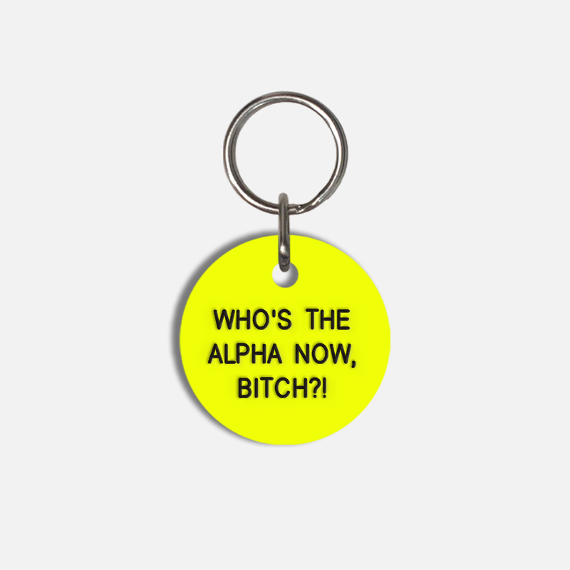 WHO'S THE ALPHA NOW, BITCH?! Small Pet Tag