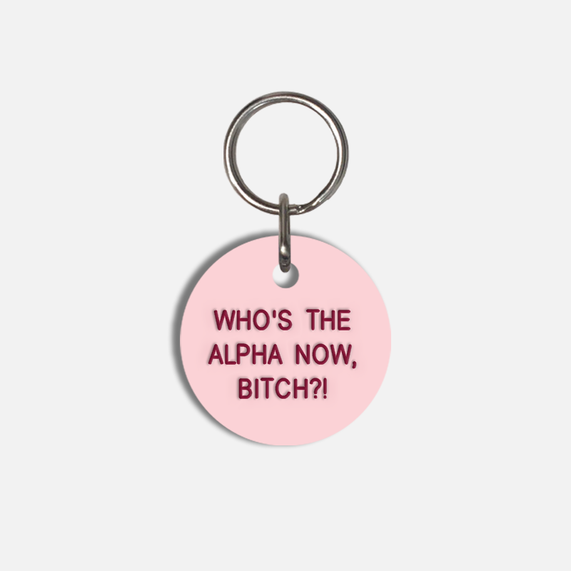 WHO'S THE ALPHA NOW, BITCH?! Small Pet Tag