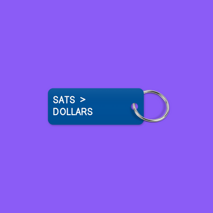 SATS > DOLLARS keytag mockup