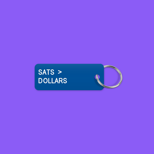 SATS > DOLLARS keytag mockup