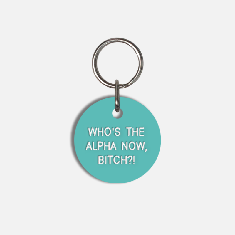 WHO'S THE ALPHA NOW, BITCH?! Small Pet Tag